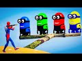 GTA V: Spider-Man & Minions Epic Ragdoll  Physics Jumps and Funny Fails #shorts #gtav #shortsfeed