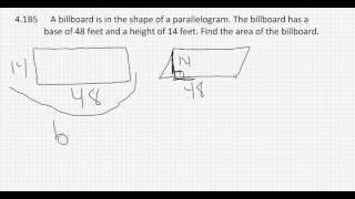 4.1B5 Area of a parallelogram word problem