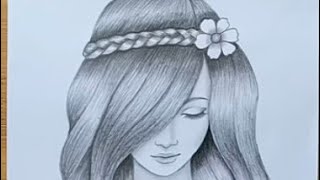 A girl with beautiful hair Pencil Sketch drawing / How to draw a girl #artstudiowithmaria
