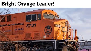 Bright Orange Leader! CP 143 Working Lachine, Departing Dorval