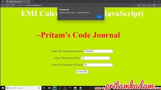 Javascript for EMI Calculator