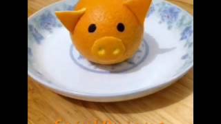 Cute！Orange pigs #carving #pig #fruit #cute #Cutepress #china