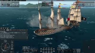 リアル系戦術海戦ゲームNaval Action 11/24 Higuey前の海戦② PvP SUIGN1等 Santa Ana VS 海賊 1等Santisima/3等 Redotable