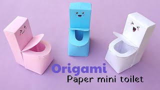 DIY Miniature Easy paper Toilet for dollhouse bathroom || Barbie Dolls || Paper Dollhouse Furniture