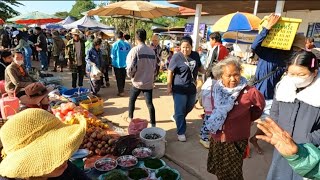 #ตลาดนัดไทย-ลาว#บ้านหนาด ของป่าเมืองลาวยังคึกคัก อาหารตามฤดูกาล#food อาหารสุก #merket