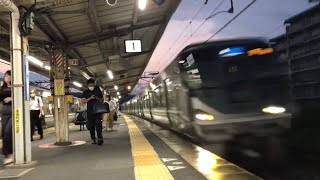 【MHカット\u0026爆音警笛あり‼️大阪始発の8連新快】225系0番台（I？編成）A新快速野洲行き　膳所駅通過