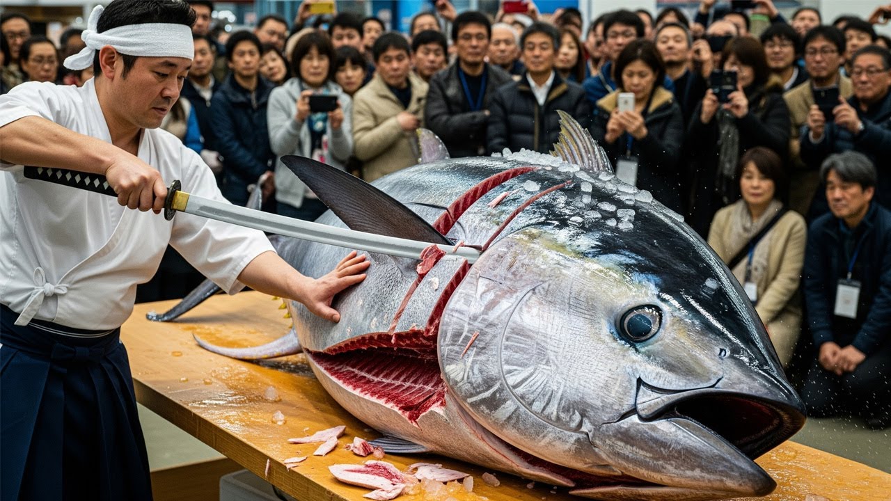 Master Slices Giant Bluefin Tuna Using The Sharpest Knife Ever Made