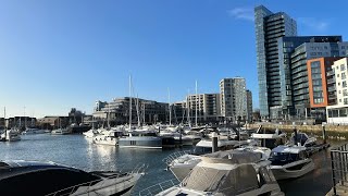 Walk to Ocean Village in Southampton on a Beautifully Sunny Morning 4K SO