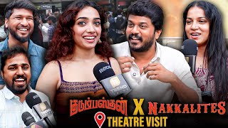 KUDUMBASTHAN Movie Team Theatre Visit 😂 Manikandan Fun Interaction | Nakkalites | Saanve Megghana