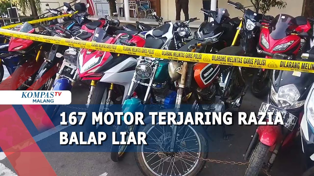 Razia Balap Liar Di Kota Malang, Polisi Sita 167 Motor Dengan Knalpot ...