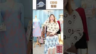 C1046 เสื้อถักไหมพรมเเขนยาวลาย5เหลี่ยม