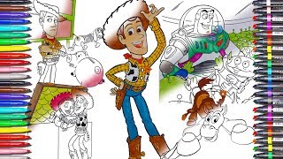 Buzz Lightyear Coloring pages TOY STORY 4 coloring book how to draw woody Jessie Slinky Dog Bullseye