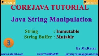Core Java Tutorial || String Manipulation || Video-3 || String : String Buffer || By Ratan Sir