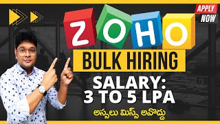 ZOHO Recruitment 2022 || ZOHO BULK HIRING || ZOHO JOBS || Latest jobs in Telugu || V the Techee