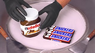 Nutella & Snickers - Ice Cream Rolls | ASMR