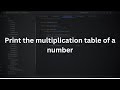 Java | Print the multiplication table of a number | Java Coding Questions
