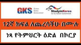 🔴12ኛ ክፍል ለጨረሳችሁ በሙሉ Korea Undergraduate Scholarship 2025