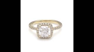 Downton Abbey 2 3/4ctw Cushion Lab Grown Diamond Halo Yellow Gold Engagement Ring - Lady Rose