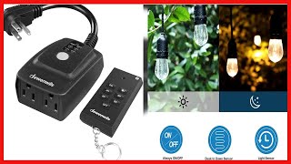 DEWENWILS Outdoor Light Sensor Timer Waterproof, Plug in Timer Switch, 100 ft Range Remote Control