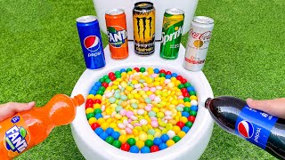 Coca-Cola Plus VS Mentos with Ball, Fanta, Pepsi, Monster, Sprite in the toilet