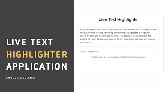 Live Text Highlighter Application - JavaScript