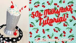 How to make a 50s milkshake cake topper out of RKT and fondant | Milkshake cake topper tutorial