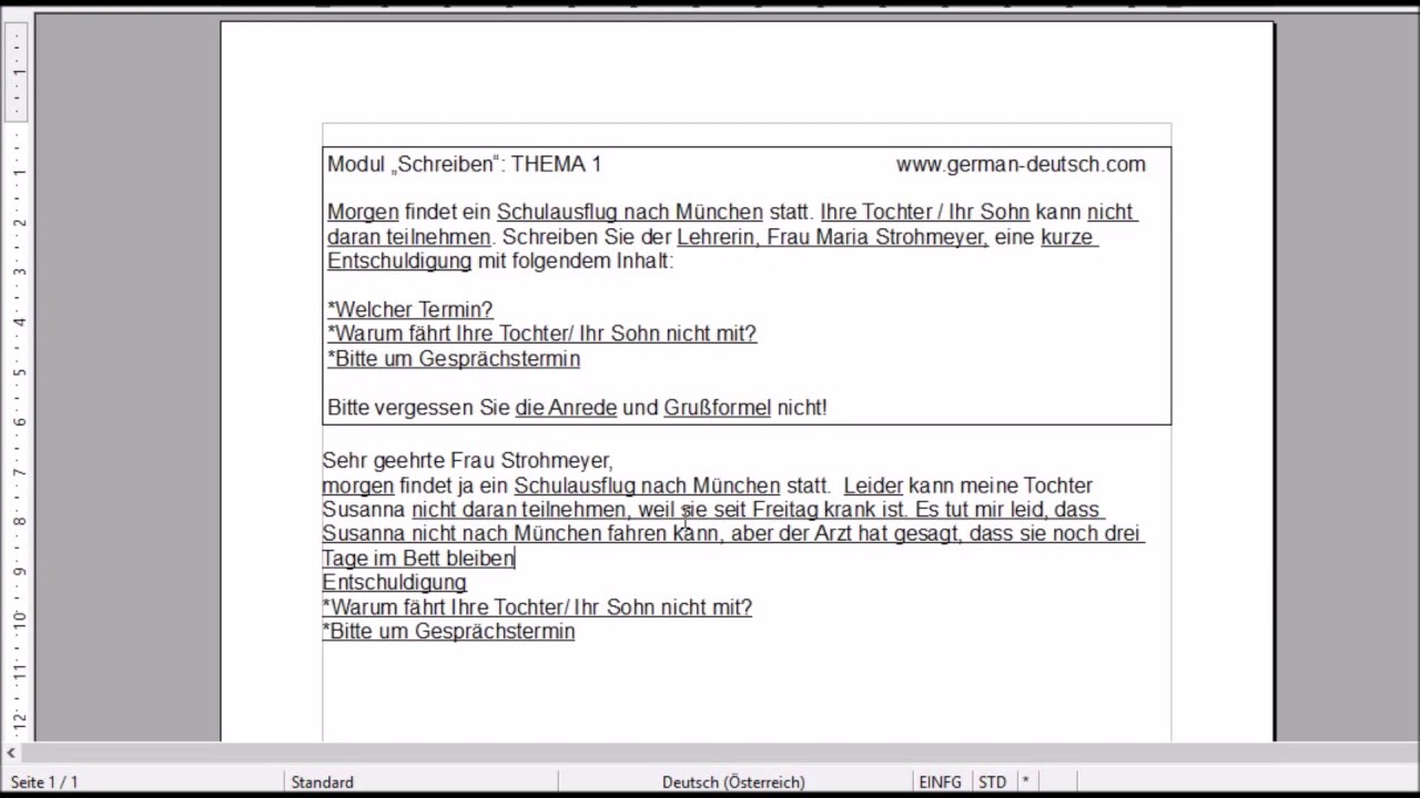 B1 Brief Schreiben Beispiel Pdf