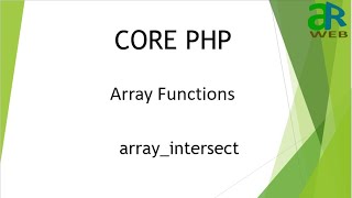 #12 - array_intersect in PHP || PHP Array Functions