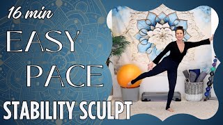 15 MIN EASY PACE STANDING PILATES with DUMBBELLS // STABILITY CARDIO SCULPT // ALL STANDING!