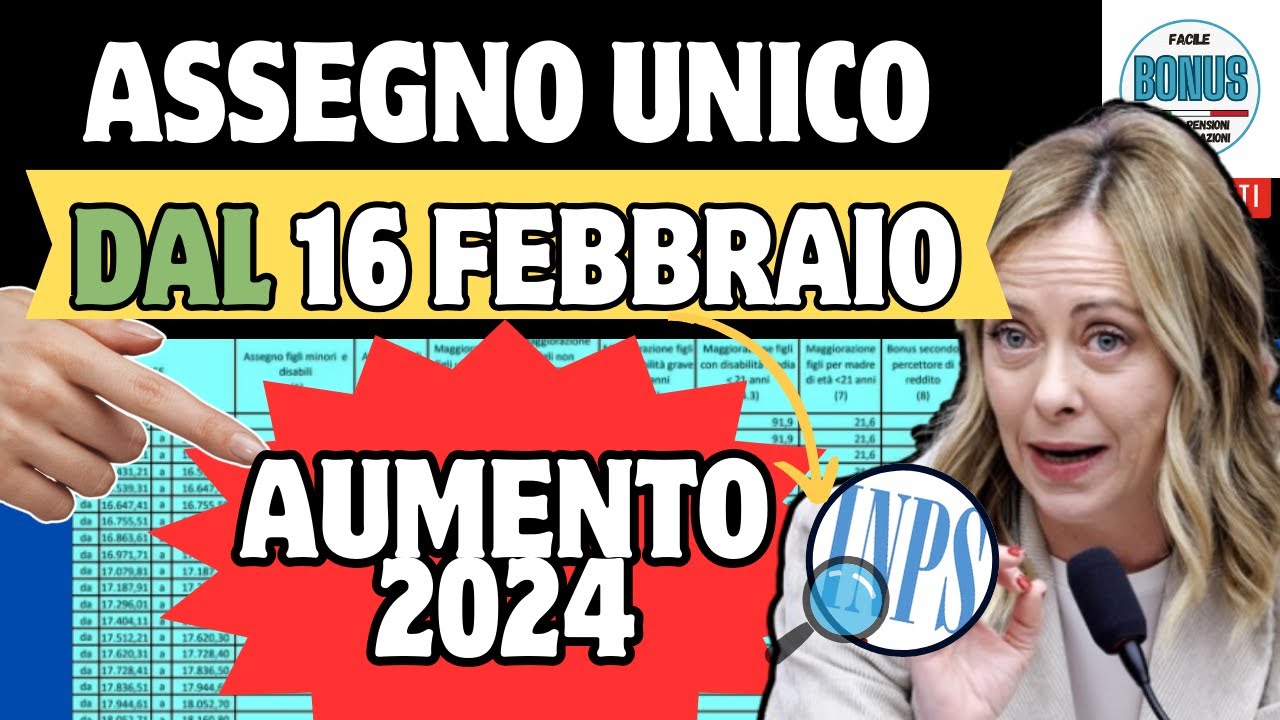 AUMENTO ASSEGNO UNICO 2024 💰 NUOVI IMPORTI Dal 16 Febbraio + Tabella ...