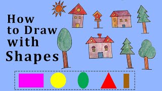 Easy HOUSE Drawing for Kids! with shape |Step by Step