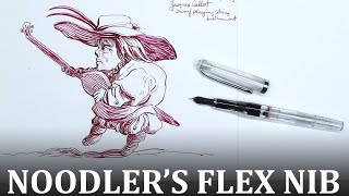 Fountain Pen drawing with FLEXIBLE NIB 1 // NOODLER'S FLEX NIB PEN // review and demo