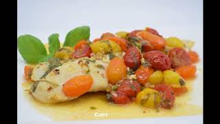 Cod in white wine tomato basil sauce - Mouthwatering