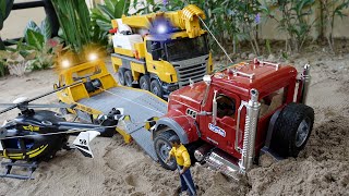 트럭 구출놀이 포크레인 크레인 중장비 자동차 장난감 놀이 Truck Toy Rescue Play