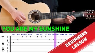 YOU ARE MY SUNSHINE | Easy guitar melody lesson for beginners (with tabs) - Jimmie Davis