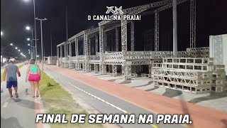 Orla dá praia á noite Matinhos Paraná.