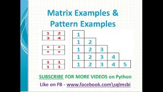 Matrix Examples in Python | printing patterns in python | python tutorials