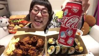 おデブが食べる【骨付きチキンとナムルキンパ】（飯動画/咀嚼音/Eating Show/Eating Sounds/モッパン/먹방/mukbang/بث للأكل/صوت المضغ）