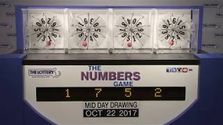 Midday Numbers Game Drawing: Sunday, October 22, 2017