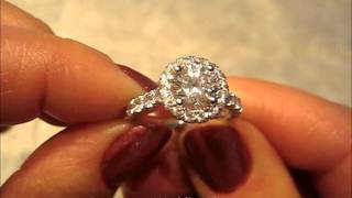 KI-117053-100 18K white gold natural diamond halo engagement ring semi-mount