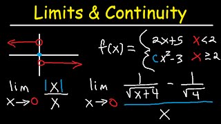 One Sided Limits, Graphs, Continuity, Infinity, Absolute Value, Squeeze Thereom