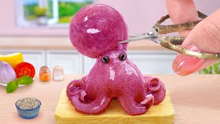 Best Of Seafood Recipes 💗 Miniature Baby Octopus Grilled on Special Stone 💗 Tina Mini Cooking