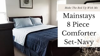 Mainstays 8 Piece Comforter Set - Navy/Blue #Mainstays8PieceQueenSet #MainstaysQueenComforterSet