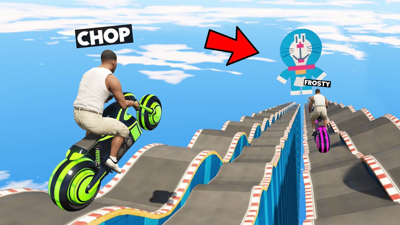EXTREMELY DIFFICULT MEGA RAMP CHALLENGE WITH CHOP IN GTA 5