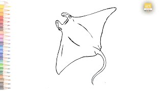Manta ray outline drawing 01 II How to draw Manta ray drawing easily II #artjanag