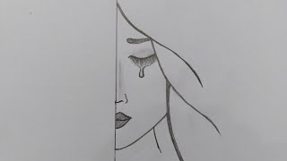 crying girl drawing | how to draw a girl step by step | رسم بنات کیوت بالرصاص خطوة بخطوة للمبتدئین