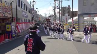 2015岸和田市春木地区、第二回目試験曳き　春木若松町①南海春木駅前やりまわし（平成27年9月18日）