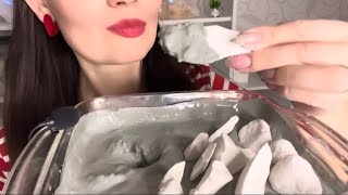 ASMR Crunch of Dry chalk with Blue Uzbek clay paste eating🤤clay paste eating ASMR/#satisfying #asmr🤩