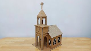 HOW TO MAKE CARDBOARD CHURCH/DIY CARDBOARD MINI CHURCH