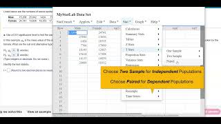 Hypothesis Test Mean Matched Pairs using Statcrunch
